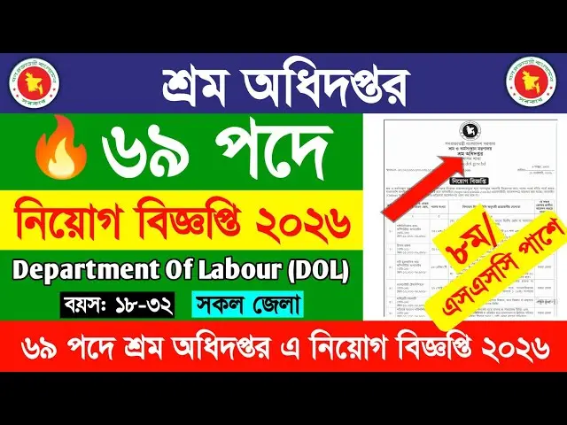 শ্রম অধিদপ্তরের নিয়োগ বিজ্ঞপ্তি ২০২৬ https://dol.teletalk.com.bd